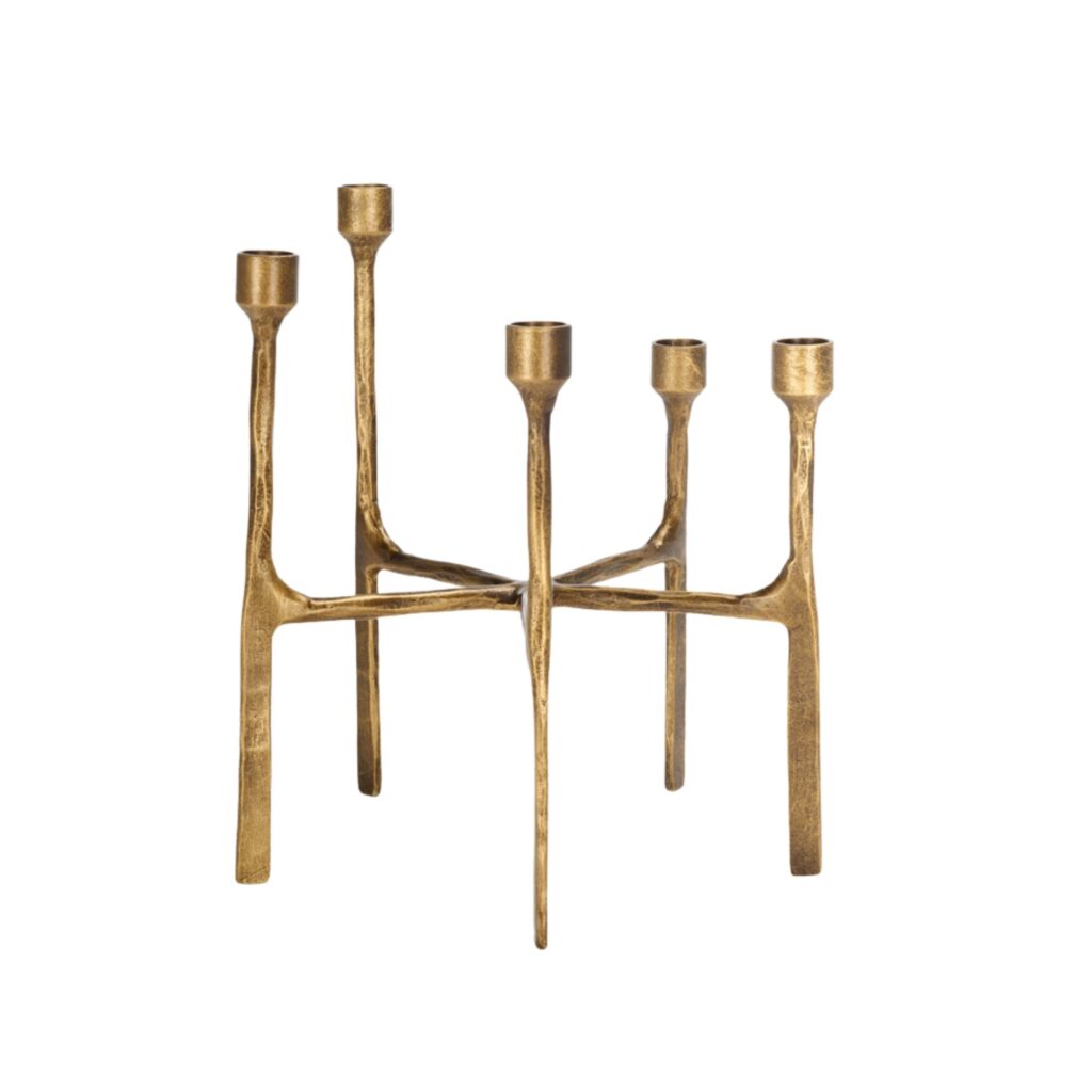 Distressed Brass Textured Candle Holder