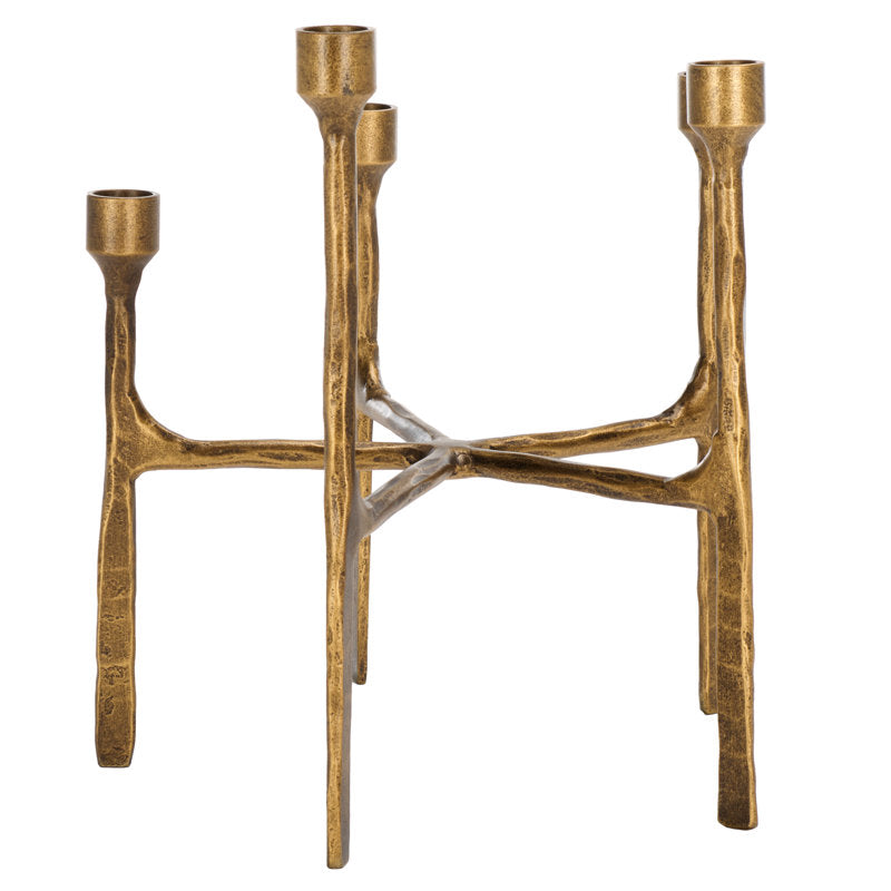 Distressed Brass Textured Candle Holder