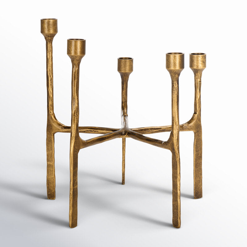 Distressed Brass Textured Candle Holder