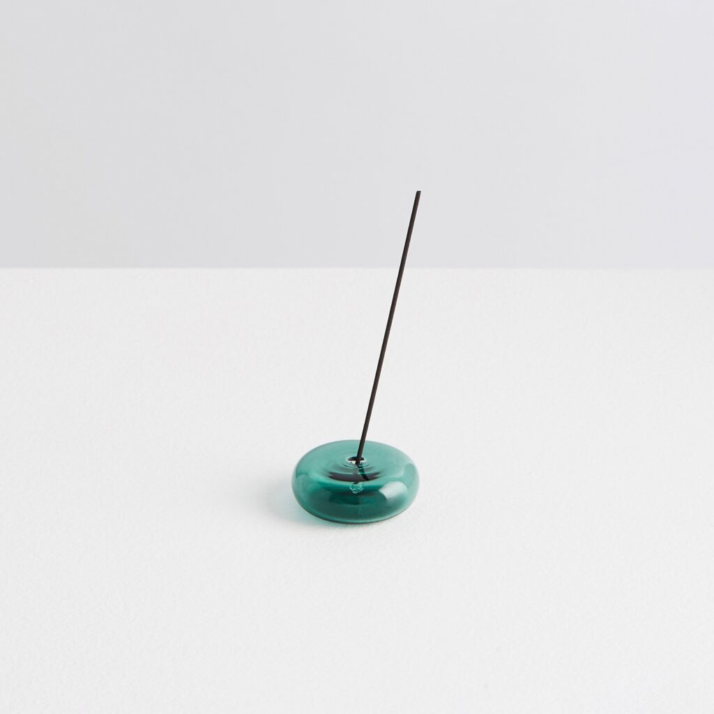 Teal Pebble Glass Incense Holder