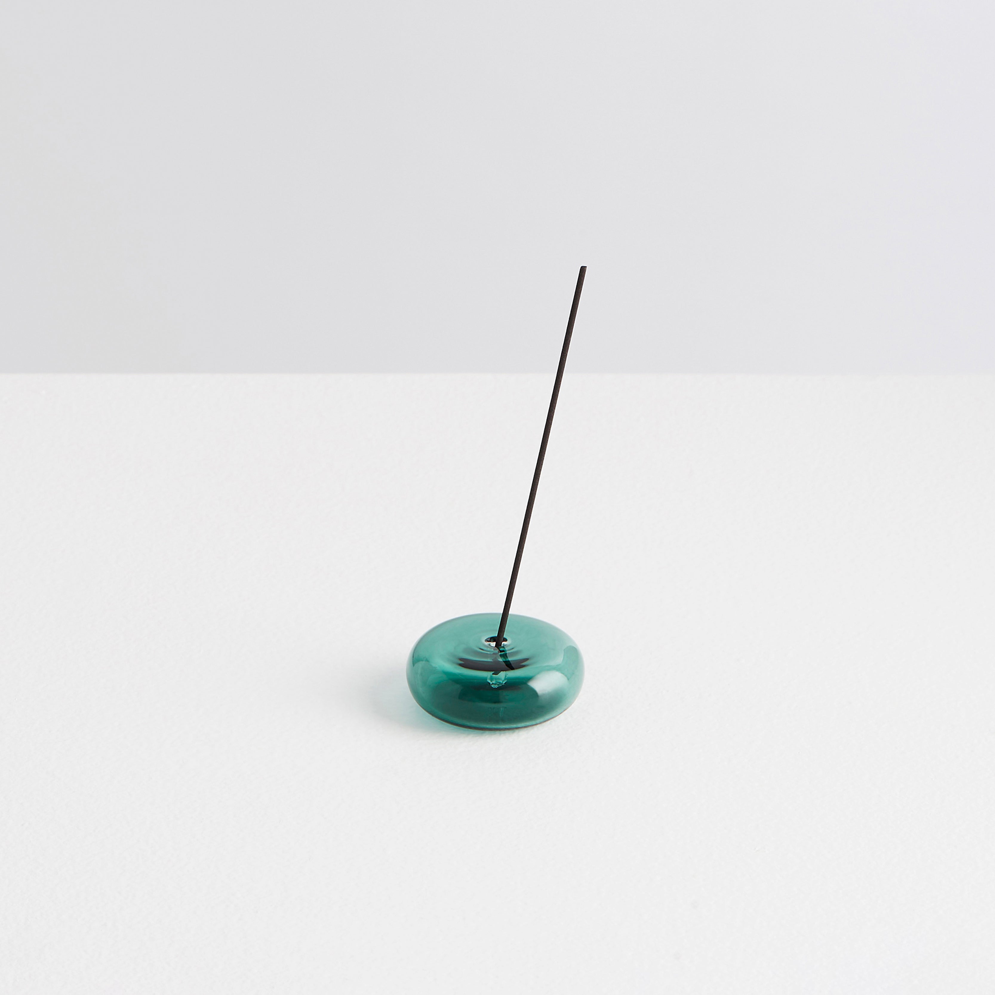 Teal Pebble Glass Incense Holder