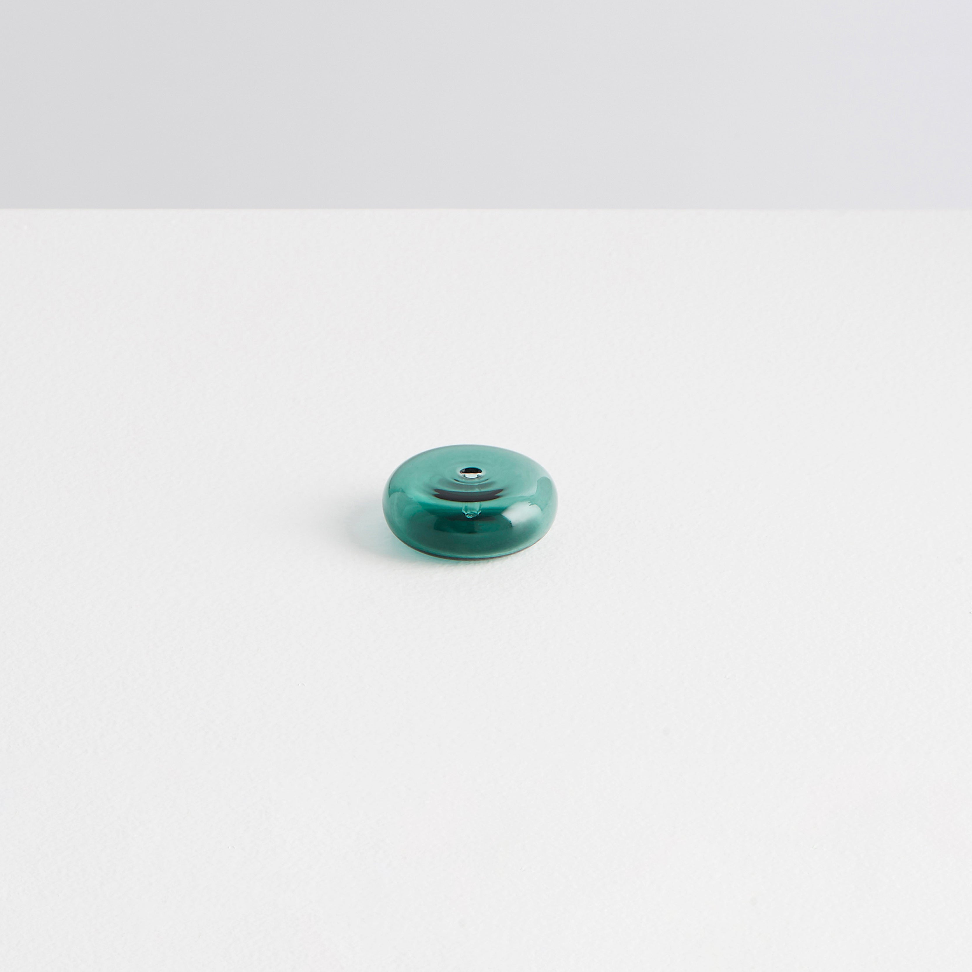 Teal Pebble Glass Incense Holder