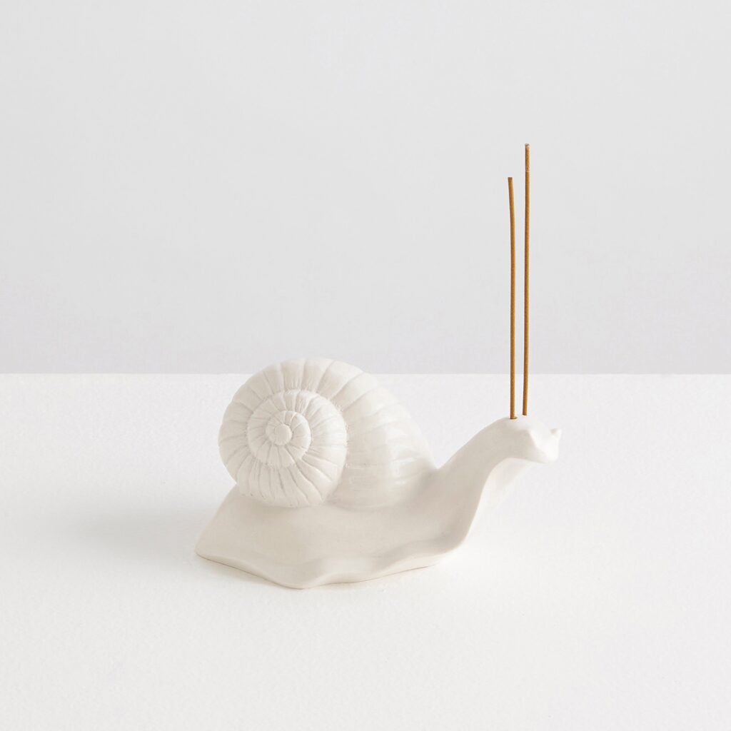 White Marble Snail Incense Holder