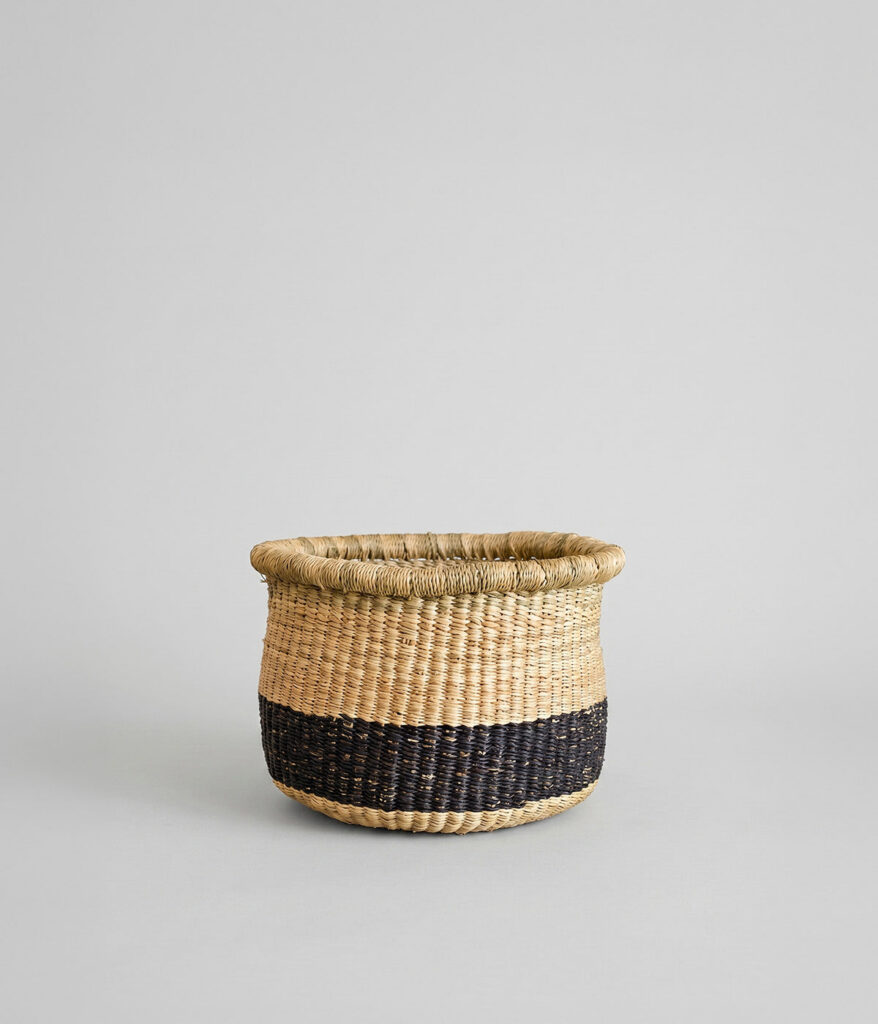 Textured Black Woven Storage Basket