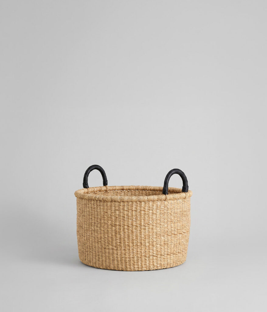 Balanced Black Woven Storage Basket