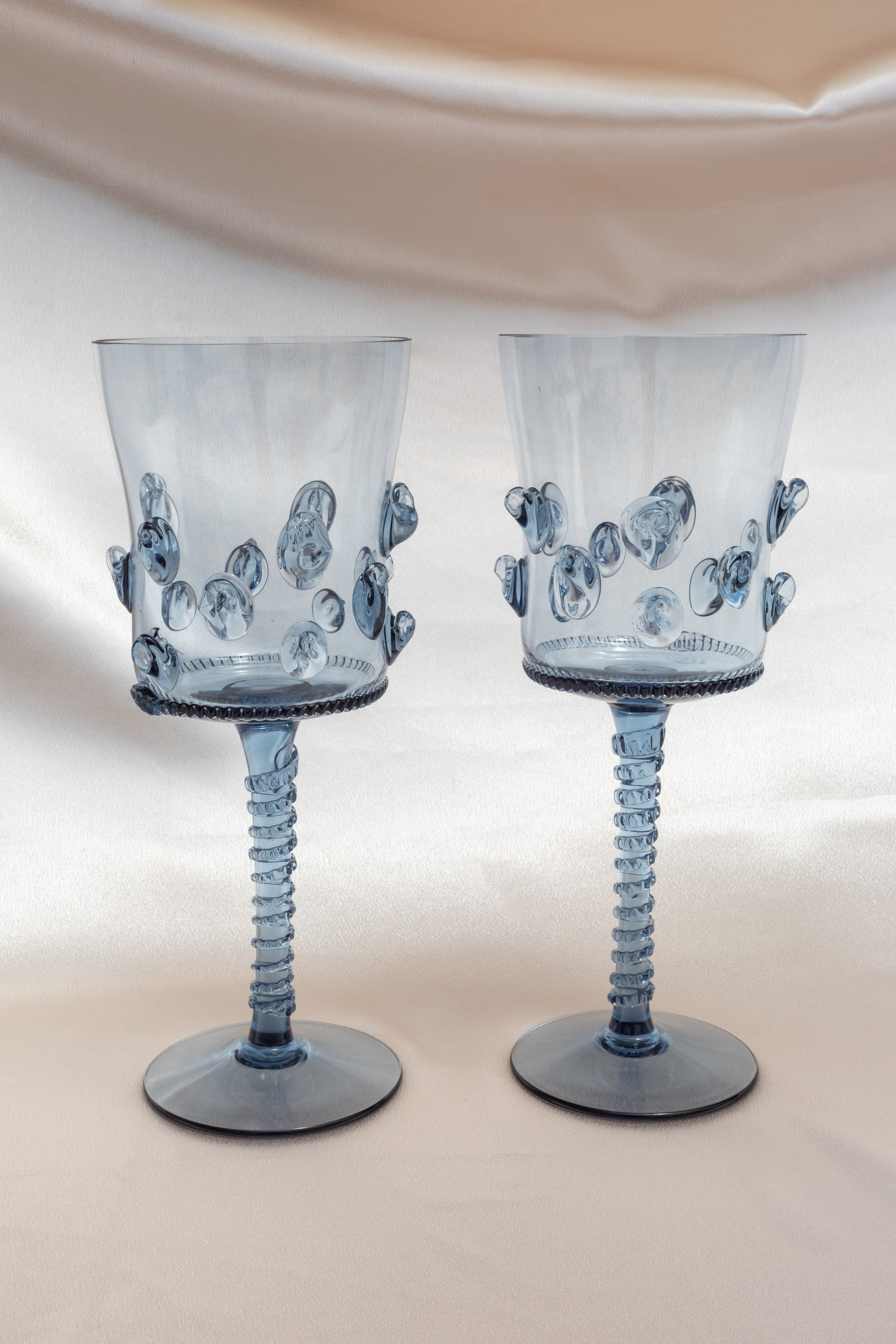 Dotted Mouth-Blown Wine Glasses, Pair - Image 5