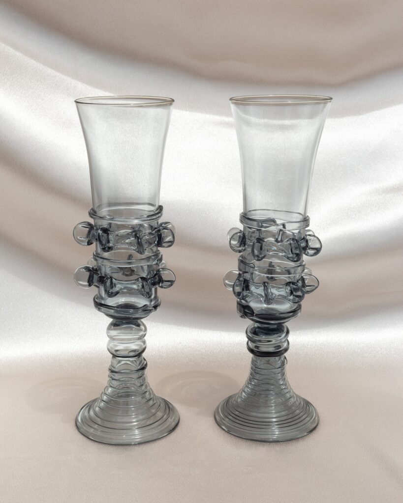 Seaweed Detail Champagne Flutes, Pair