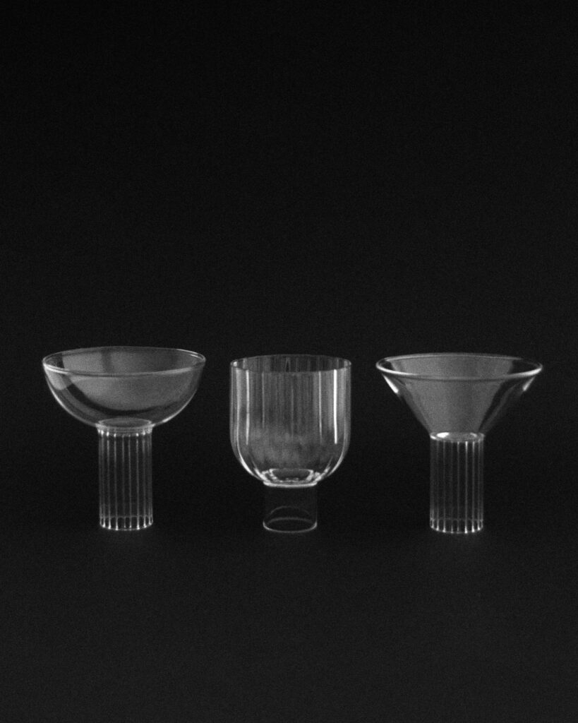 Geometric Hand-Blown Barware Trio