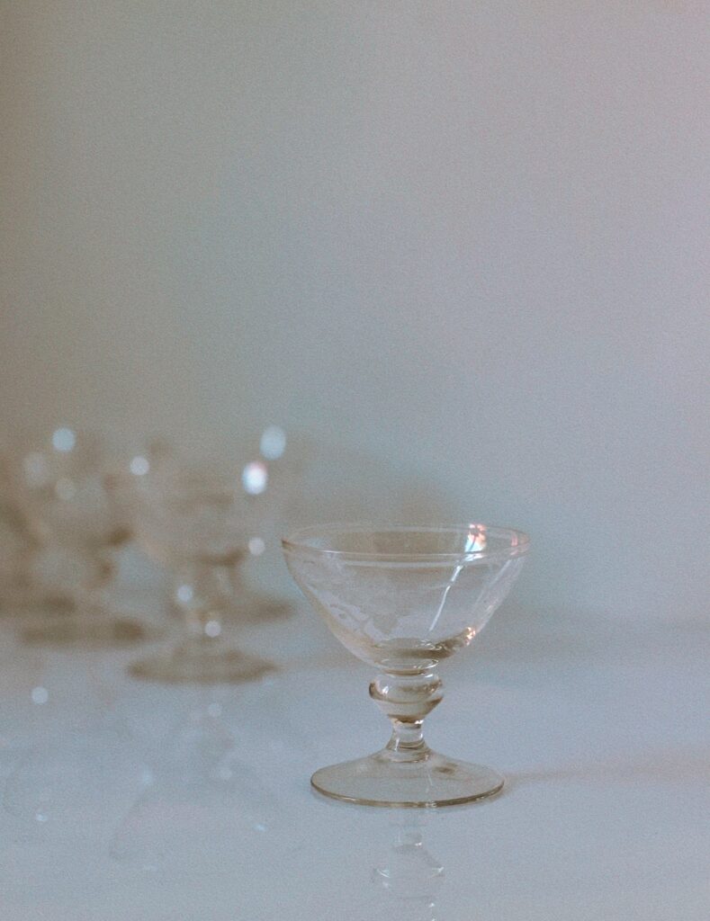 Etched Floral Dessert Wine Glasses, Set of 5