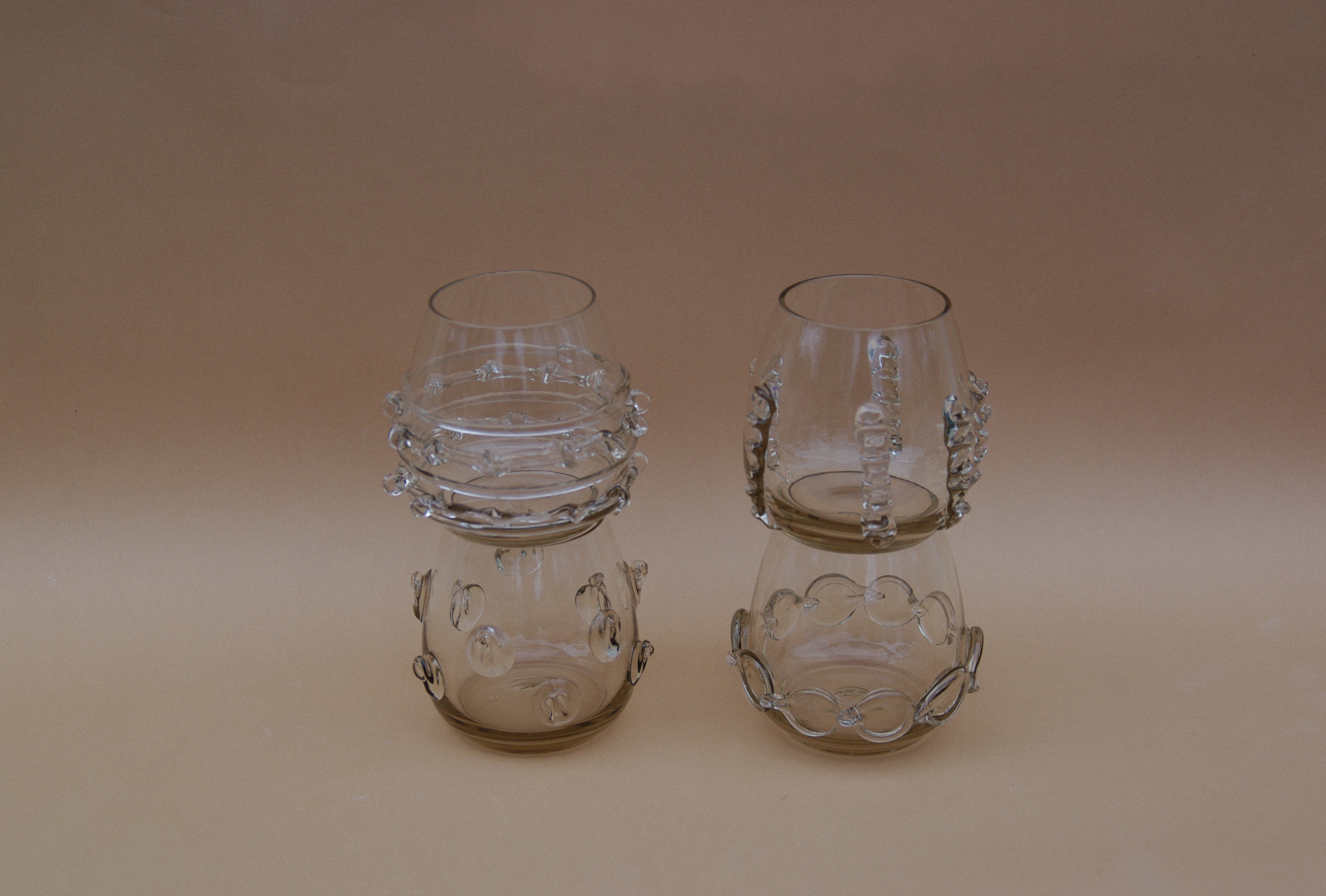 Smoky Crystal Stemless Tumblers, Set of 4
